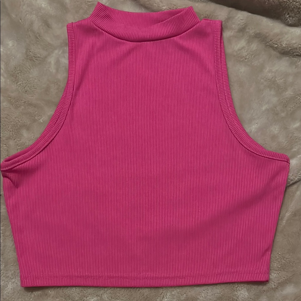Sleeveless Pink Ribbed Women's Top